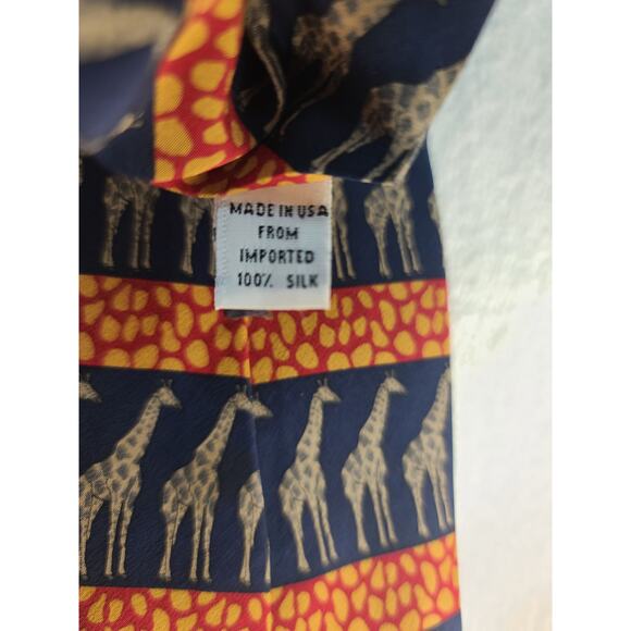 Vicky Davis blue orange giraffe silk tie - Picture 6 of 6